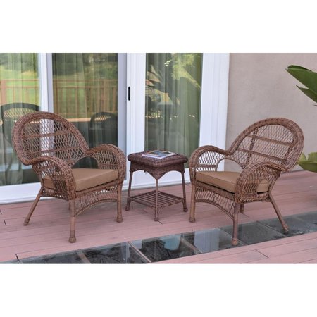 PROPATION W00210-2-CES007 3 Piece Santa Maria Honey Wicker Chair Set; Brown Cushion PR1081395